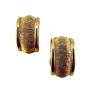 Vintage Christian Dior Earrings, Gold-tone Clip with Textured Design